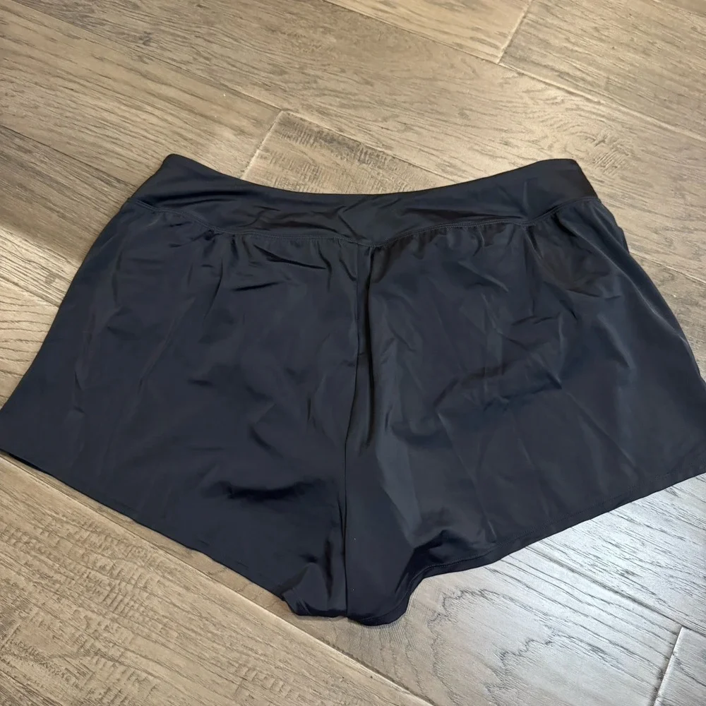NWT Swim Solutions Swimsuit Shorts Bottoms Plus Size 18W Black‎  Built in Briefs - Picture 8 of 9